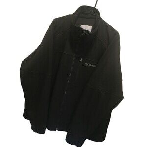 Men’s Black Columbia Jacket Softshell Smooth Spiral Full Zip Pockets Size XXL